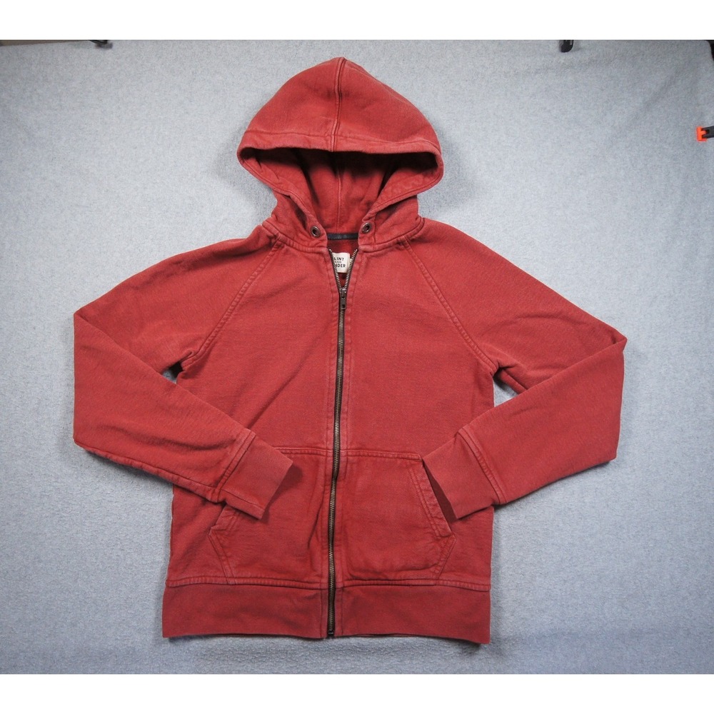 Flint and Tinder Sweatshirt Mens XS Red Hoodie Full Zip 10 Year Heavy Cotton